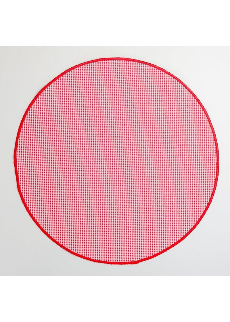 Placemat, Round - Red Gingham Check/Red-2