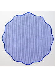 Placemat - Scalloped Edge-Blue Gingham Check/Blue