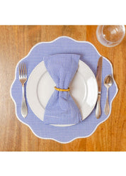 Placemat - Scalloped Edge, Blue Gingham Check/White-2