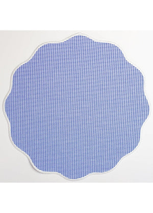 Placemat - Scalloped Edge, Blue Gingham Check/White