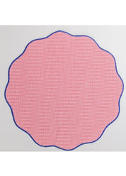 Placemat, Scalloped Edge - Red Gingham Check/Blue