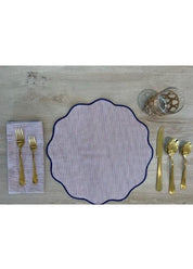 Placemat - Scalloped Edge - Red White Blue Seersucker/Blue