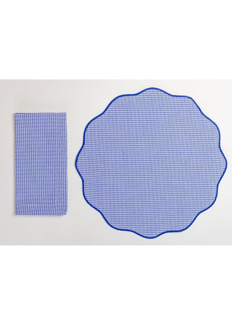 Placemat/Napkin 4/pc Set - Blue Gingham Check/Blue Set