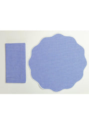 Placemat/Napkin 4/pc Set - Blue Gingham Check/White Set