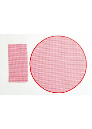 Placemat/Napkin 4/pc Set - Red Gingham Check/Red Set