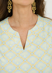 Lucille 3/4 Sleeve Dress - Bamboo Circles w/Shells - FINAL SALE