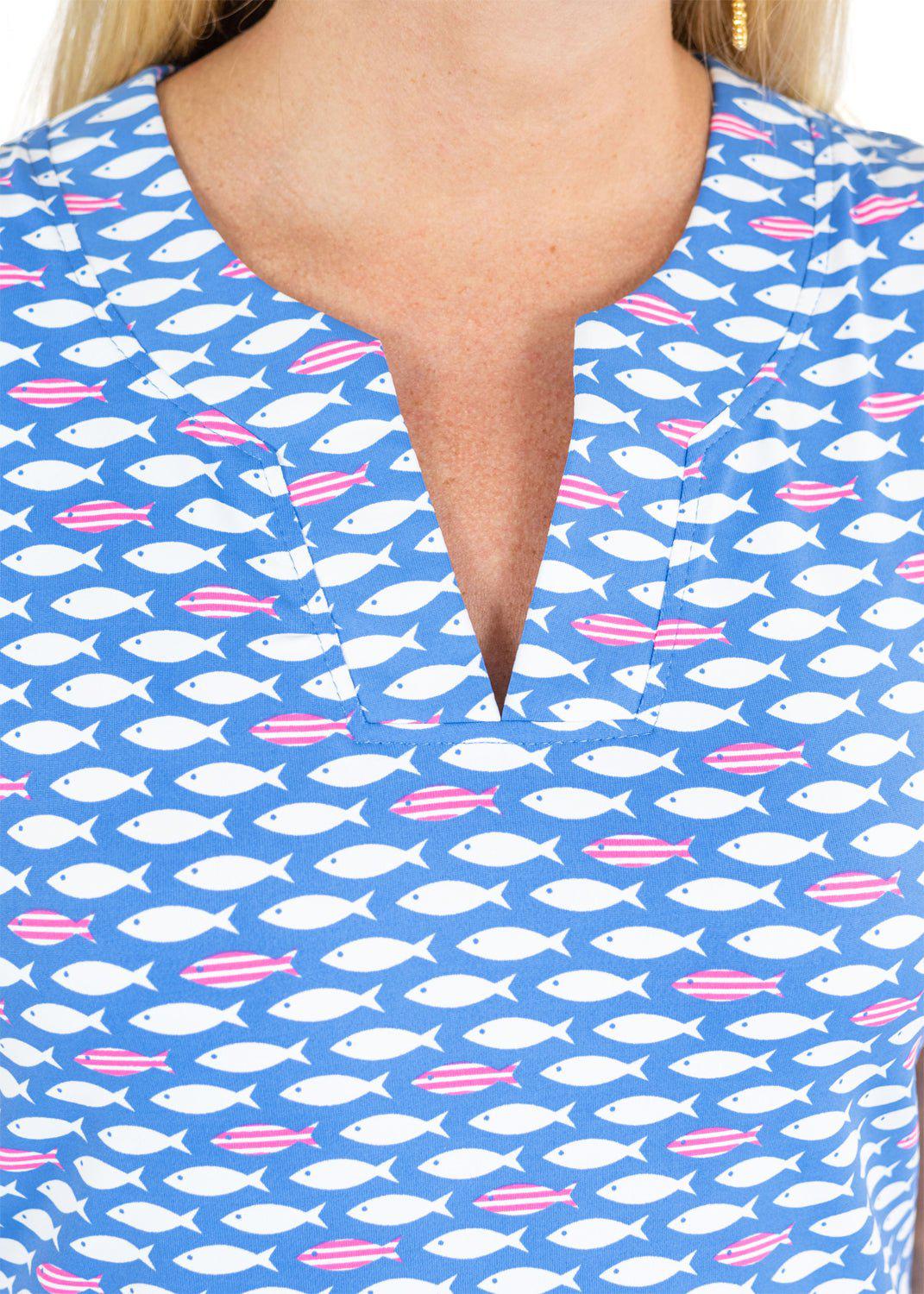 Lucille Sleeveless Dress - Striper Fish Regatta/Pink