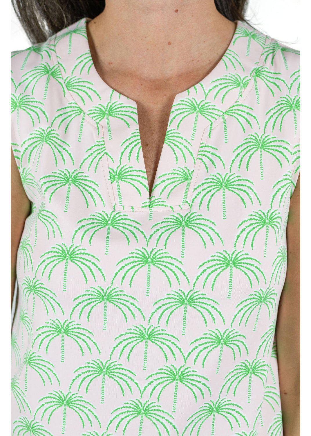 Lucille Dress Sleeveless - Palm Beach Palms Pink