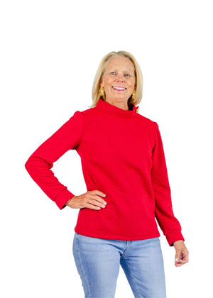 Camilla Top - Red Quilted Knit-2