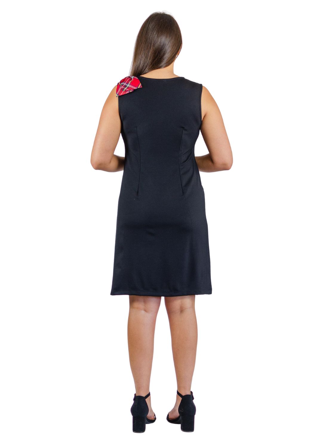 Bella Dress - Black/Red Plaid Bow