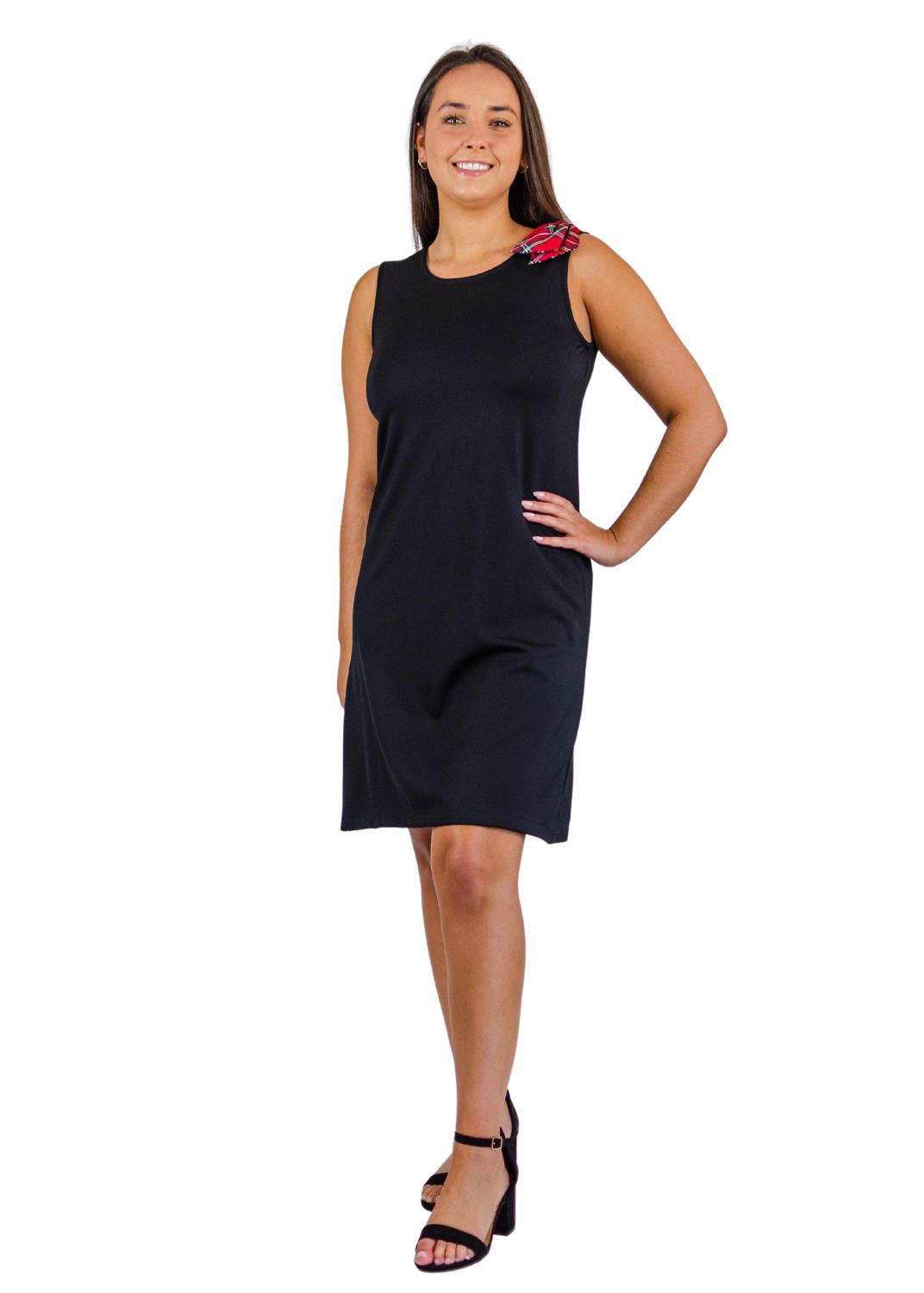 Bella Dress - Black/Red Plaid Bow