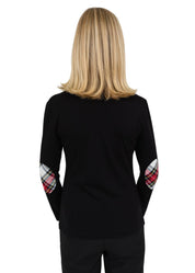 Crew Tee with Elbow Patch - Black/White Plaid- FINAL SALE-2