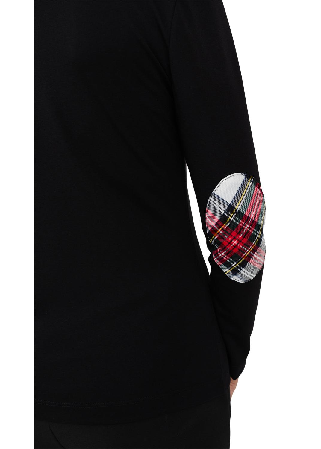 Crew Tee with Elbow Patch - Black/White Plaid - FINAL SALE