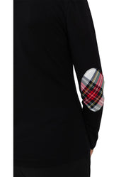 Crew Tee with Elbow Patch - Black/White Plaid - FINAL SALE