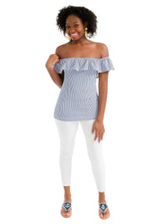 Shoreline Top - Navy/White Pinstripe-2