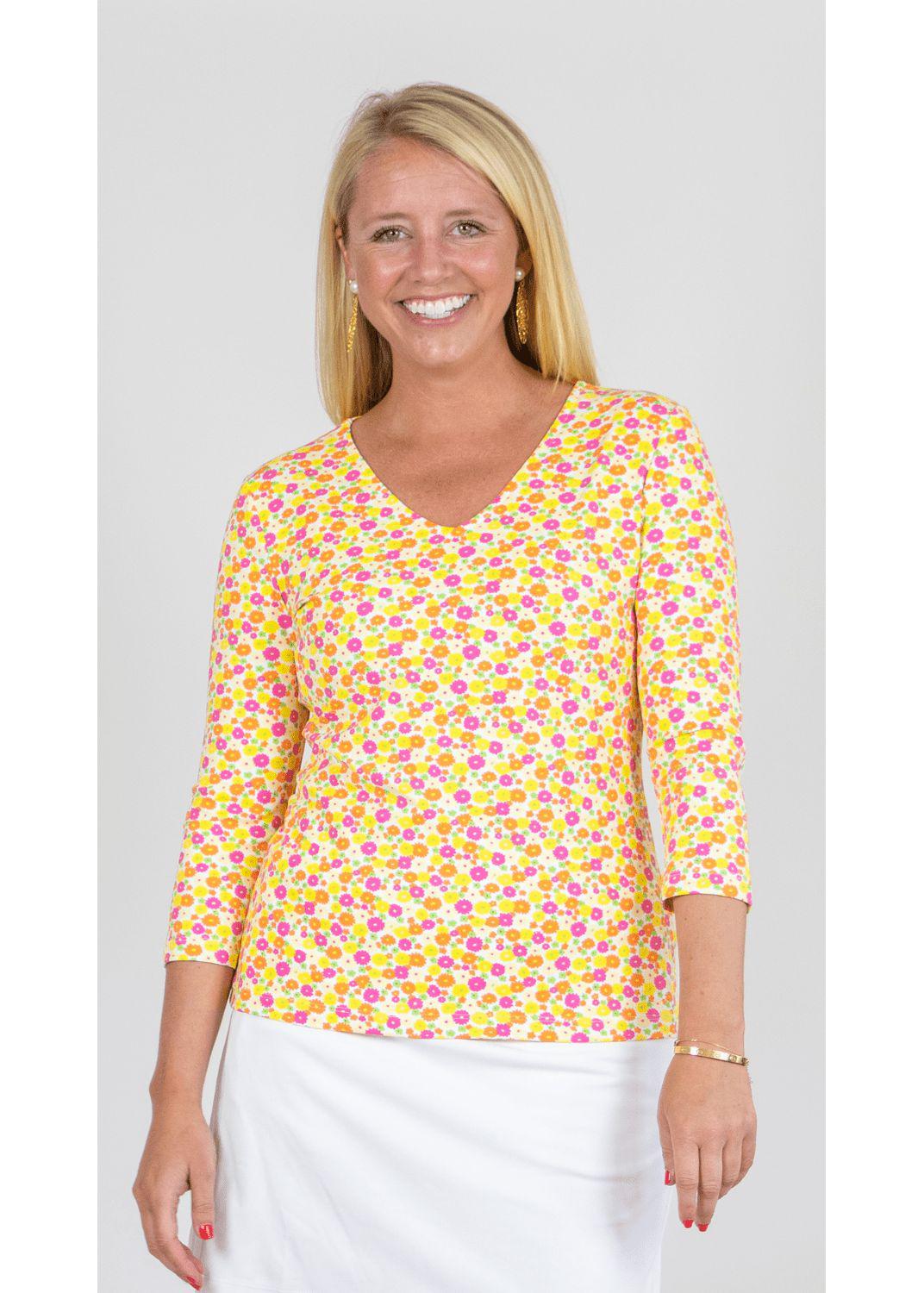 V-Crew Tee - Field of Dahlias