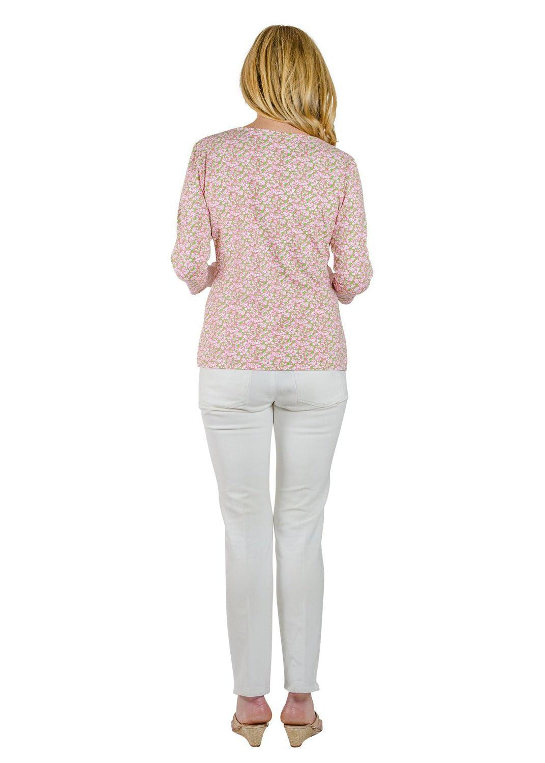 V-Crew Tee - Tiny Floral Pink/Green - FINAL SALE-2