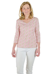 V-Crew Tee - Tiny Floral Pink/Green