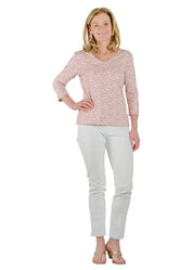 V-Crew Tee - Tiny Floral Pink/Green - FINAL SALE