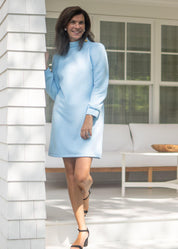 Camilla Dress - Light Blue Quilted Knit