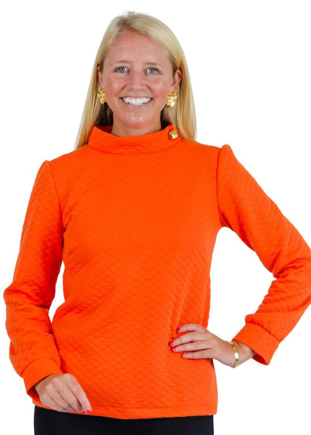 Camilla Top- Orange Quilted Knit