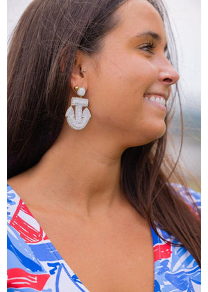 White Anchors Earrings-FINAL SALE