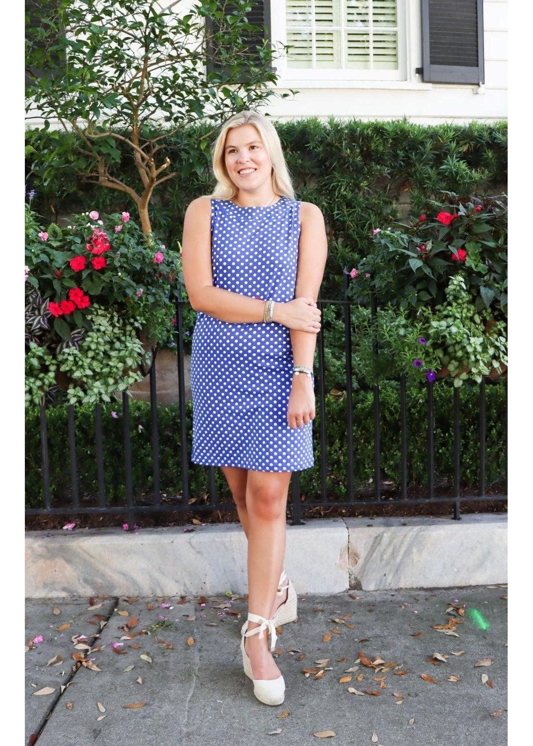 Yacht Club Shift - Dazzling Blue Polka Dots