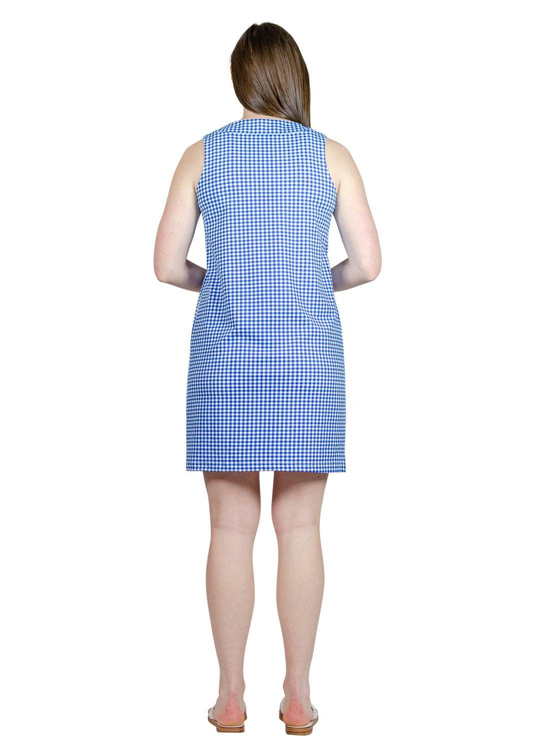 Yacht Club Shift - Gingham Check Blue/White-2
