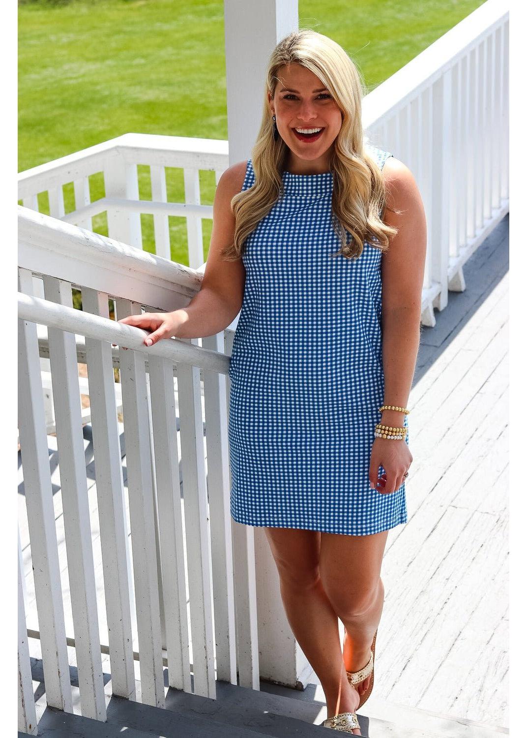 Yacht Club Shift - Gingham Check Blue/White - FINAL SALE