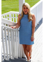 Yacht Club Shift - Gingham Check Blue/White - FINAL SALE