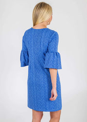 Blue Berkley 3/4 Sleeve Dress in a Cheetah Print
