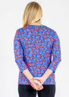 Blue & Red Crew V Tee 3/4 Sleeve Top in a Floral Print