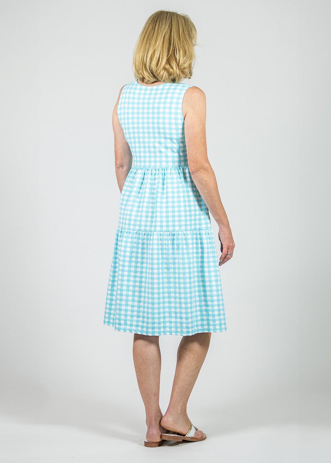 Emma Dress Back Gingham Blue Radiance