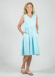 Emma Dress Gingham Blue Radiance