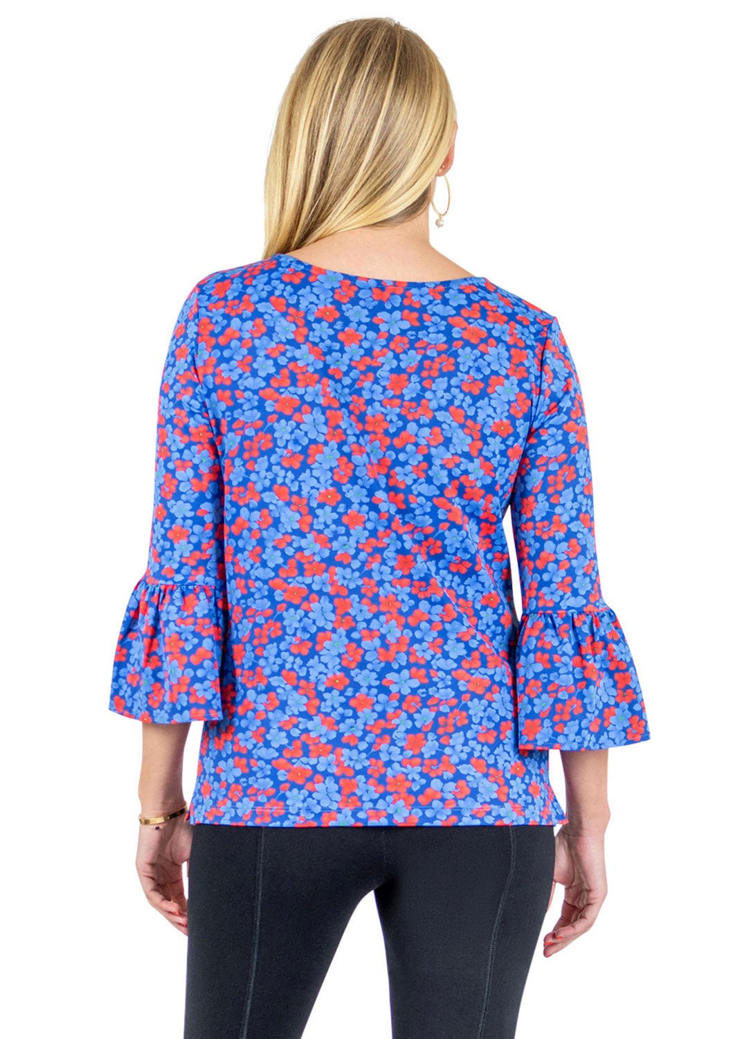 Blue & Red Haley 3/4 Sleeve Top in a Floral Print