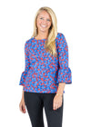 Blue & Red Haley 3/4 Sleeve Top in a Floral Print