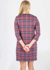 Lucille Dress 3/4 Sleeve - Plaid Grey/Navy/Red