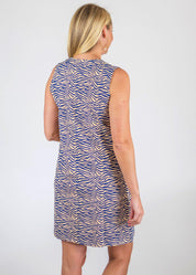 Blue & almond Lucille Dress in a Zebra Print
