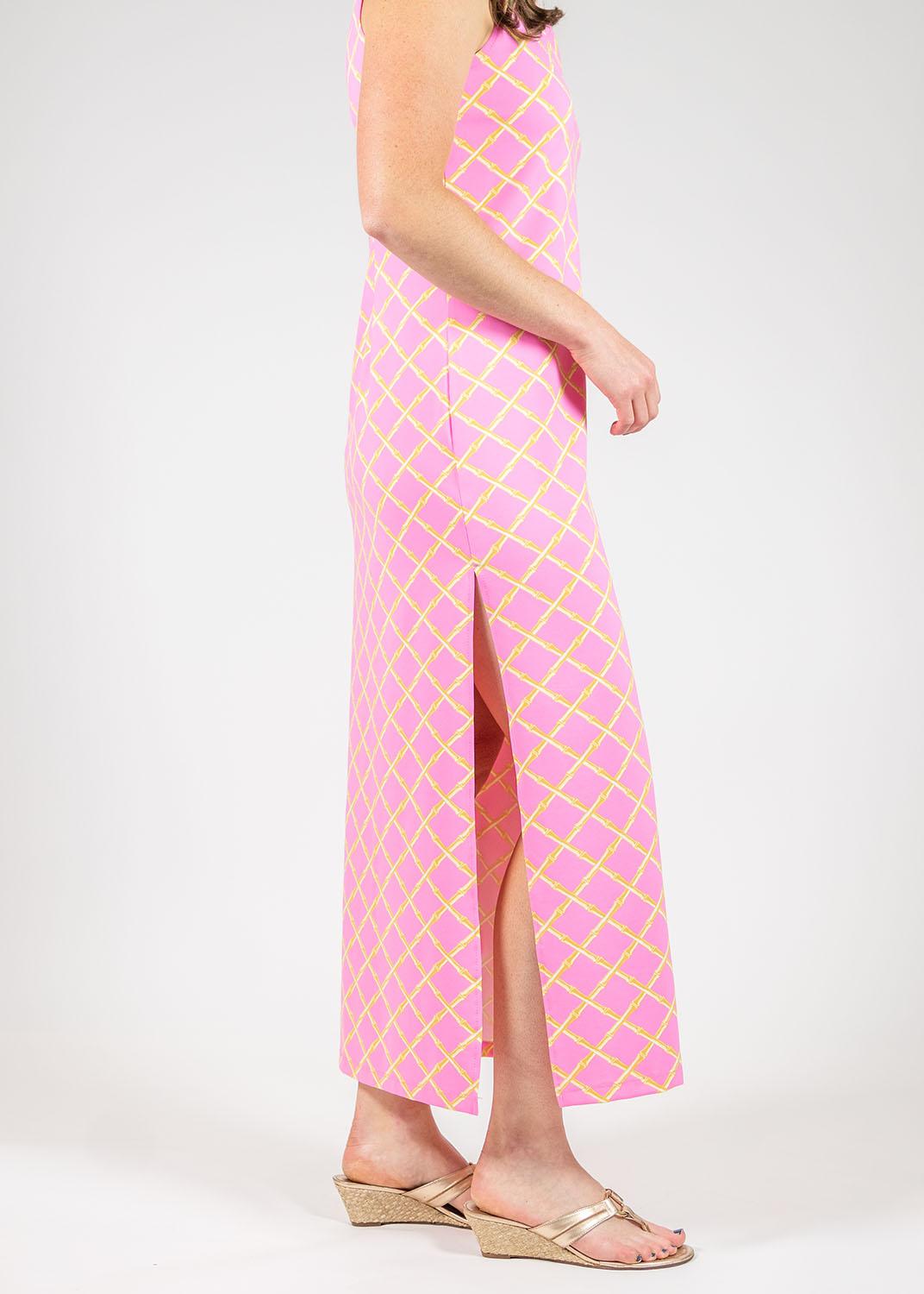 Lucille Maxi Dress 3 Bamboo Lattice Pink Tan