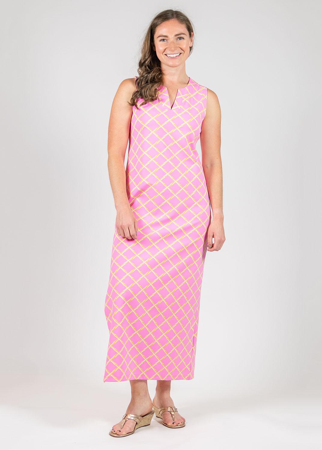 Lucille Maxi Dress Bamboo Lattic Pink Tan