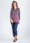 Lucille Blouse - Plaid Gray/Navy/Red