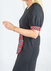 Black & Red plaid Madison Short Sleeve Dress 1