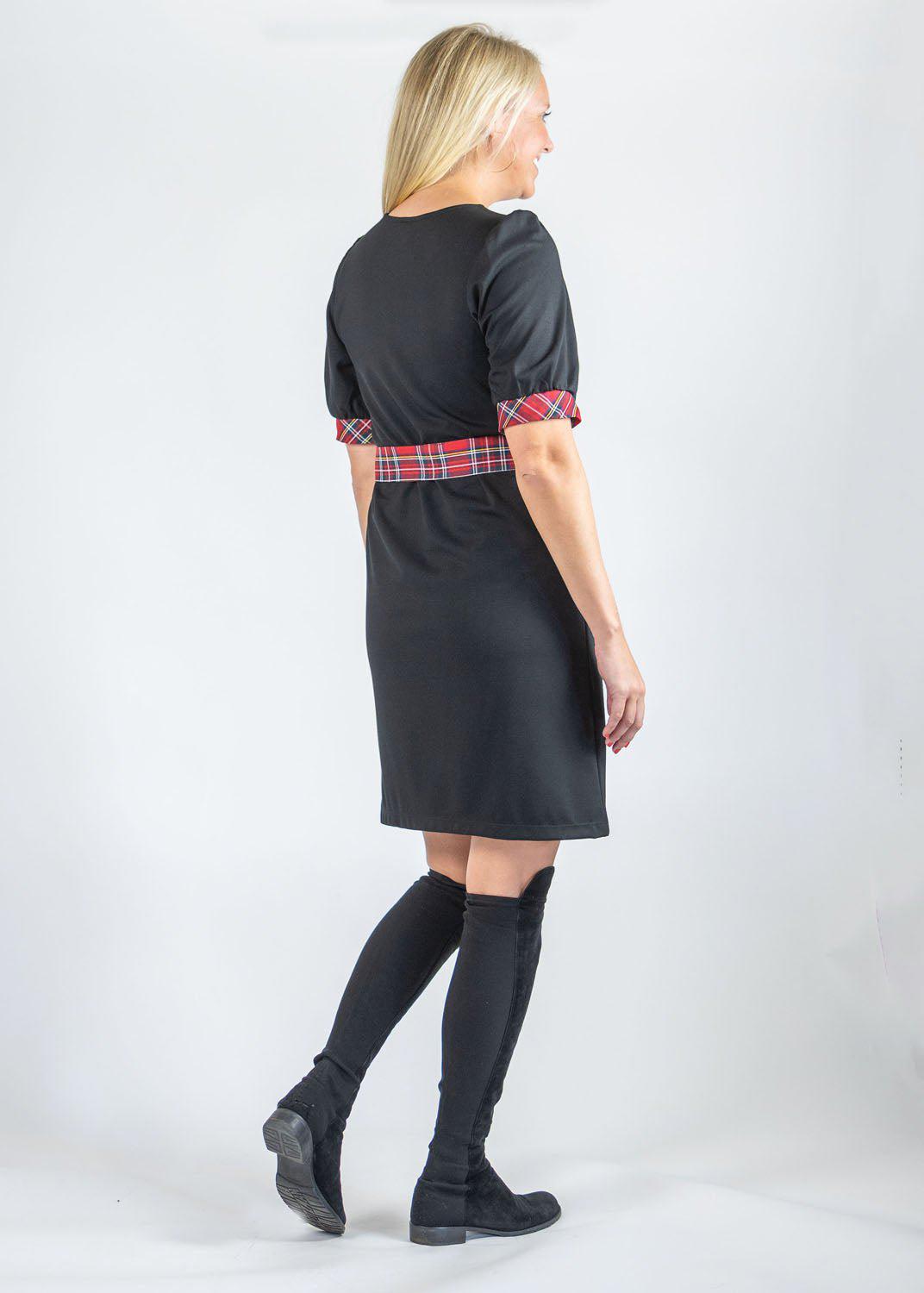 Black & Red plaid Madison Short Sleeve Dress Back