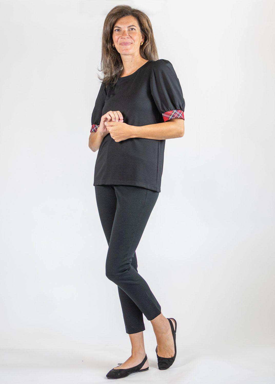 Black & Red plaid Madison Short Sleeve Top Back