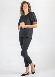 Black & Red plaid Madison Short Sleeve Top Back
