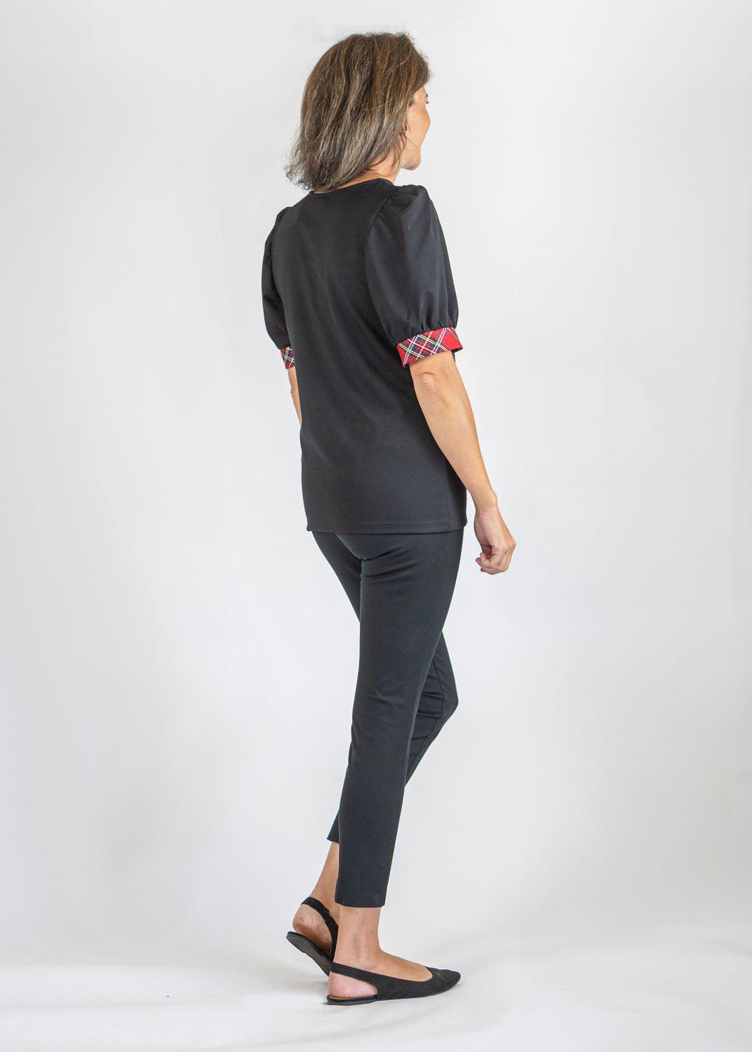 Black & Red plaid Madison Short Sleeve Top 1