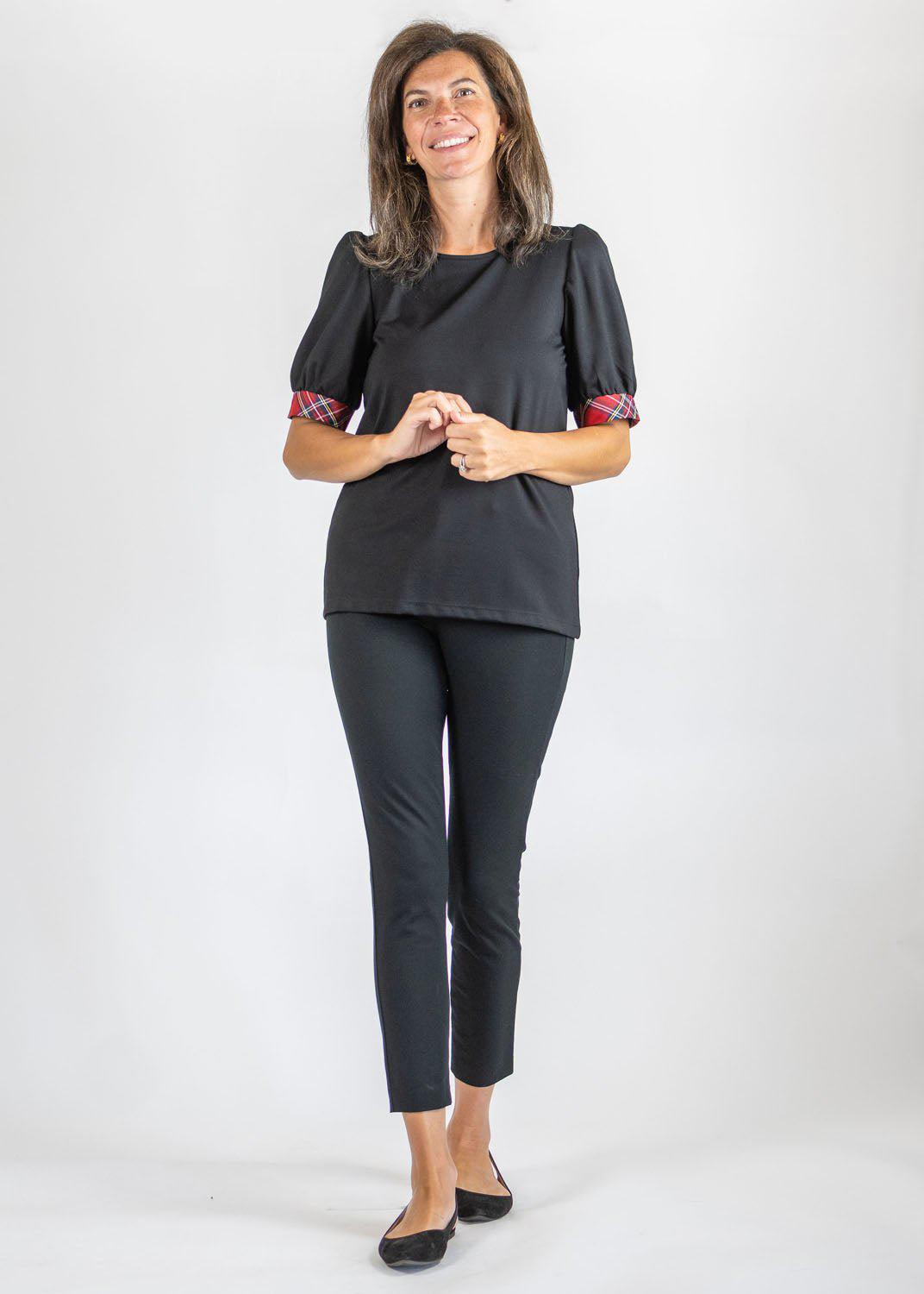 Black & Red plaid Madison Short Sleeve Top