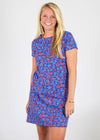 Blue & Red Marina Dress in a Floral Print