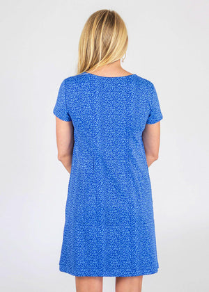 Blue Marina Dress in a Cheetah Print