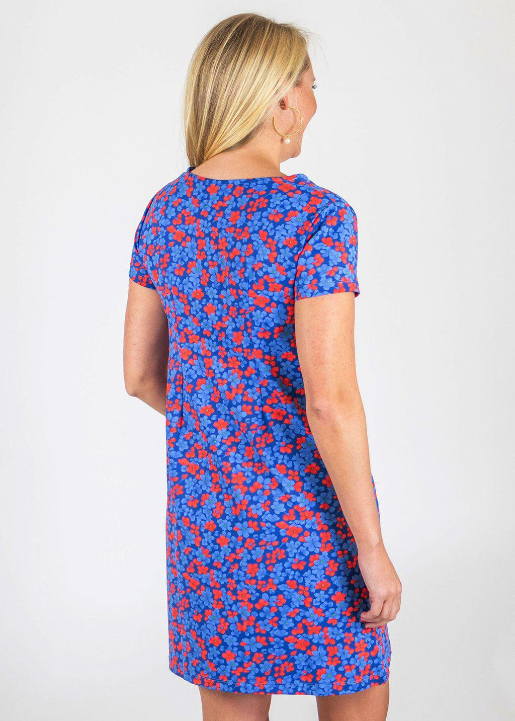 Blue & Red Marina Dress in a Floral Print